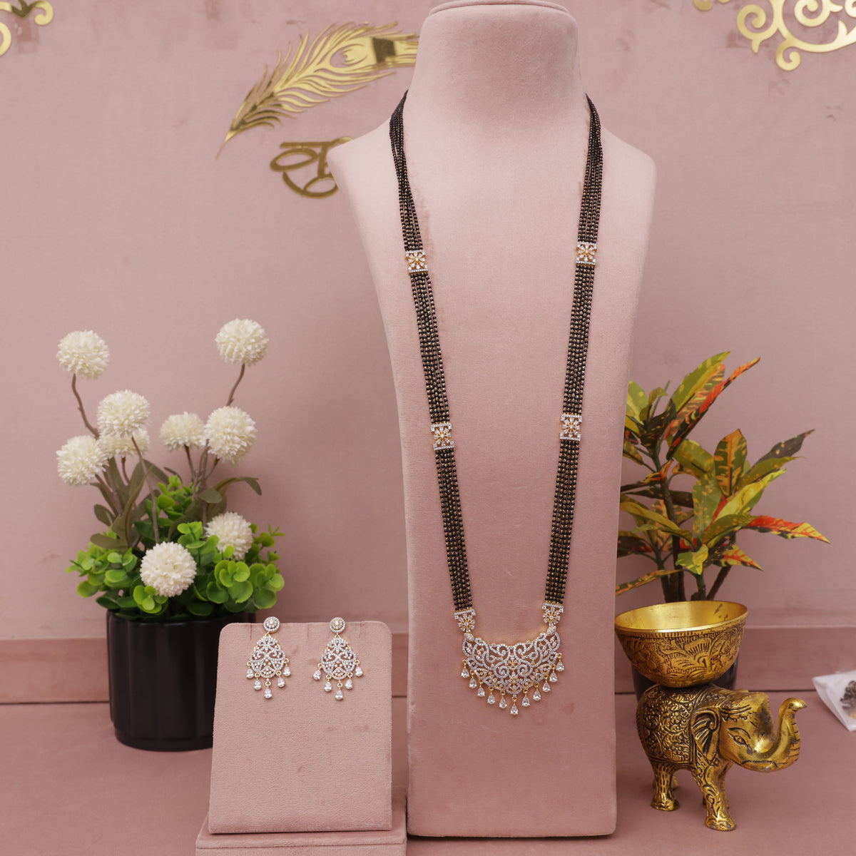 36 long diamond mangalsutra design