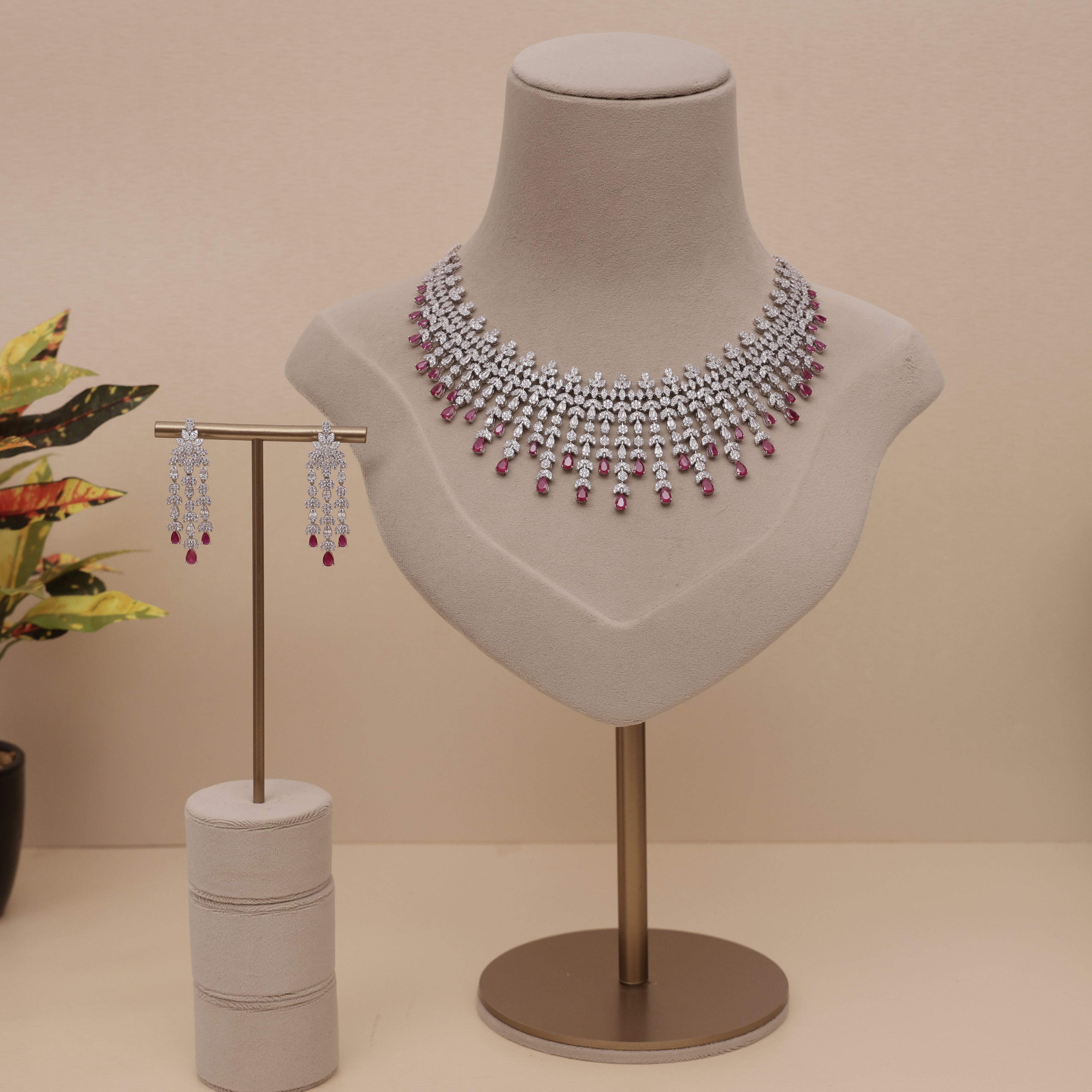 american diamond ruby necklace se 