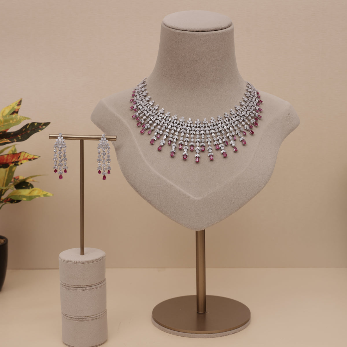 american diamond ruby necklace se 