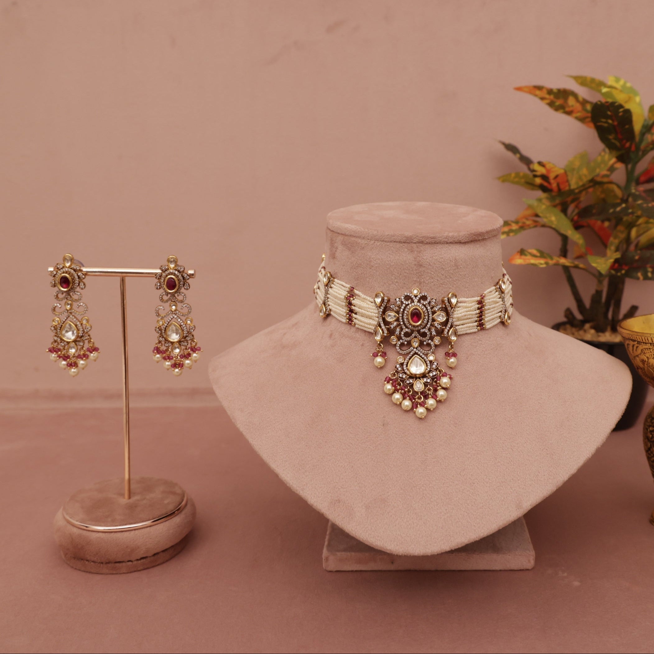 ruby kundan red choker 
