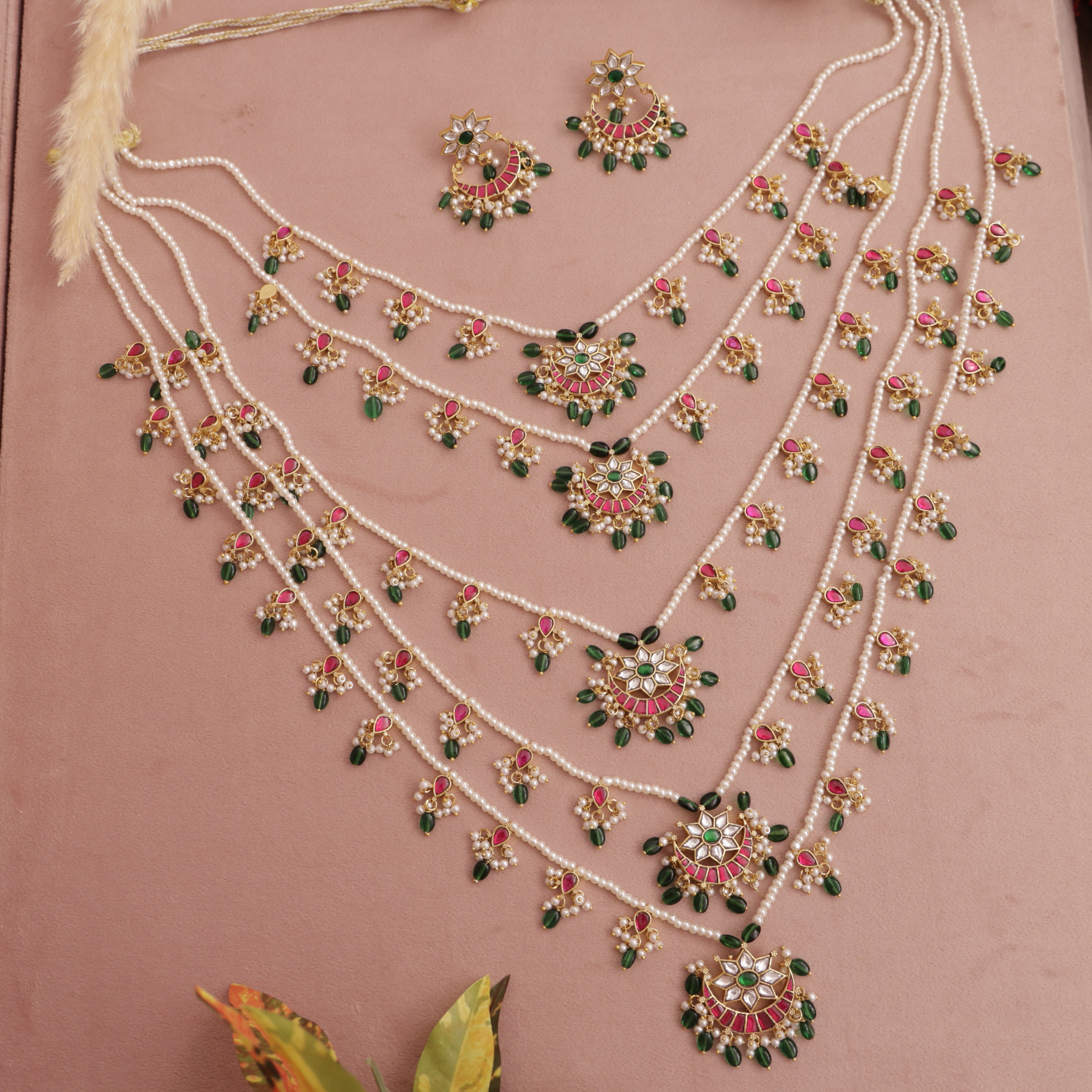 pachi kundan 5 line haar